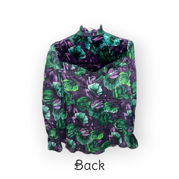 Vintage Y2K Sandro Paris Silk/Rayon Shirt Floral Print Button Up Blouse XS - Picture 4 of 8